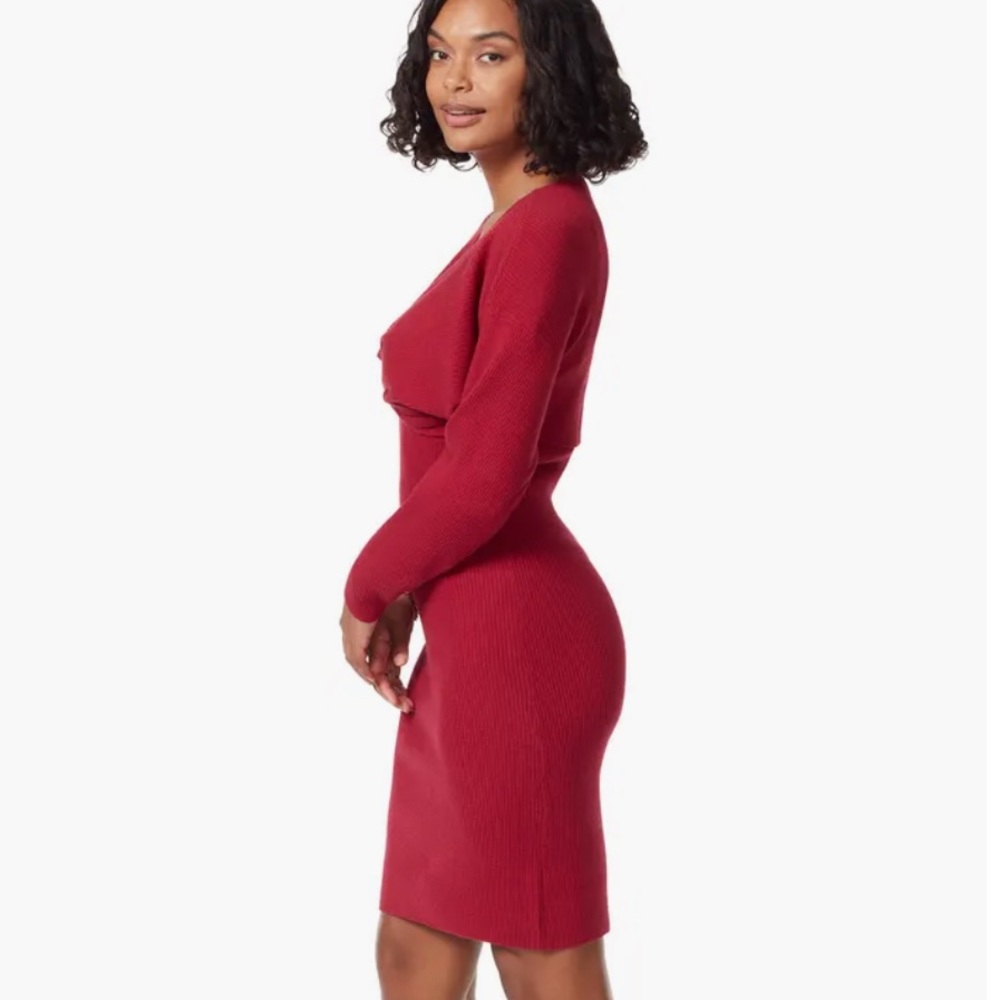 Sam Edelman Allie Cherries Jubilee long sleeved cropped sweater & midi dress med - Picture 5 of 16